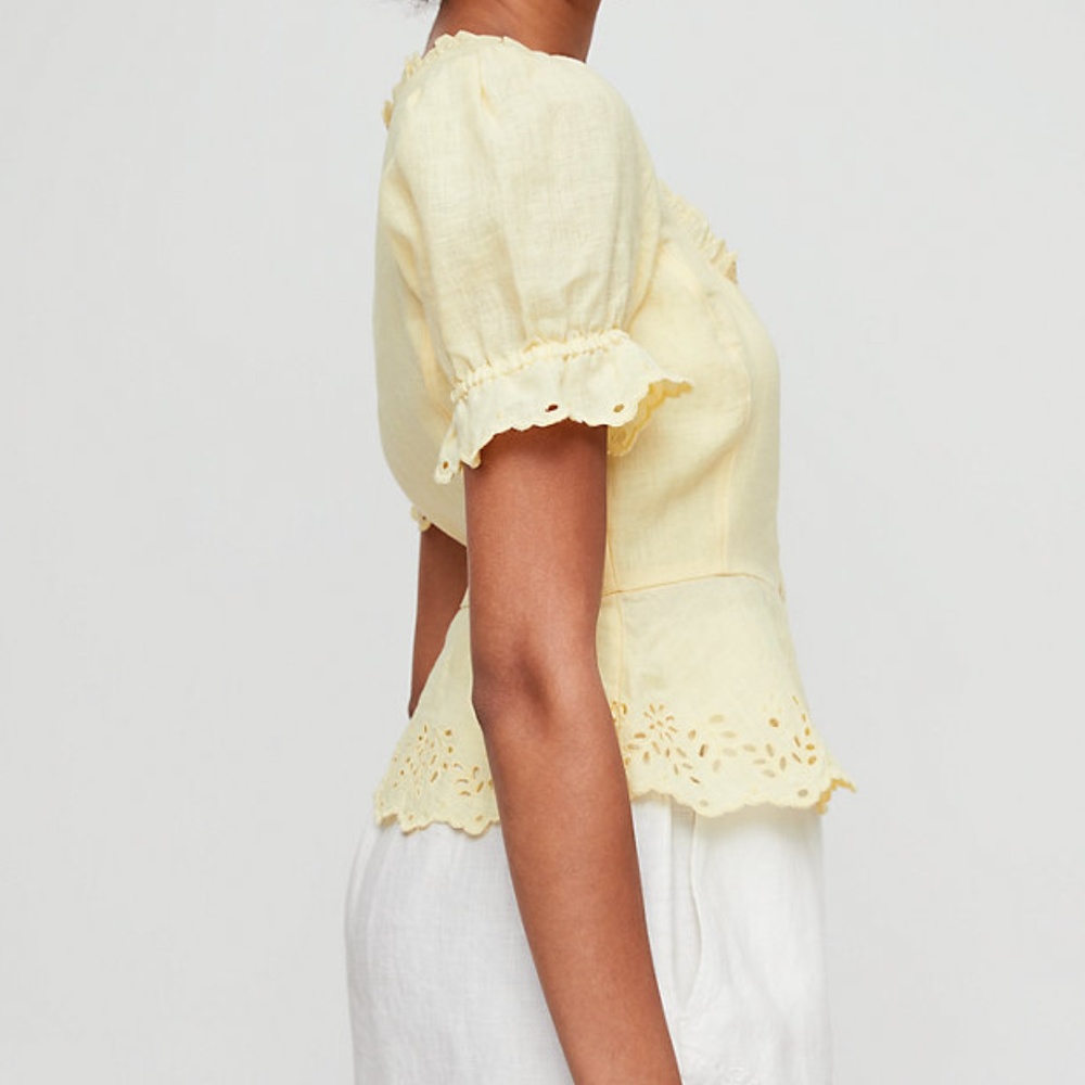 ARITZIA WILFRED ARWEN LINEN PEPLUM BLOUSE NWT SIZE 8 - Picture 3 of 6
